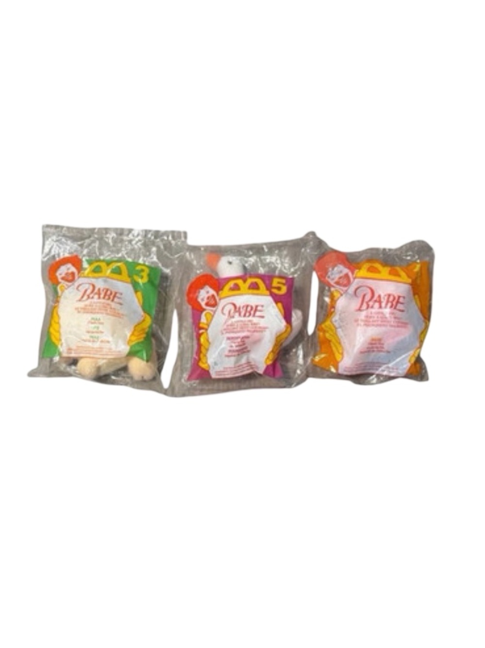 1995 McDonald's Babe Plush Small Pet Toys Set of 3 New In Package Vintage 90s - Picture 2 of 5